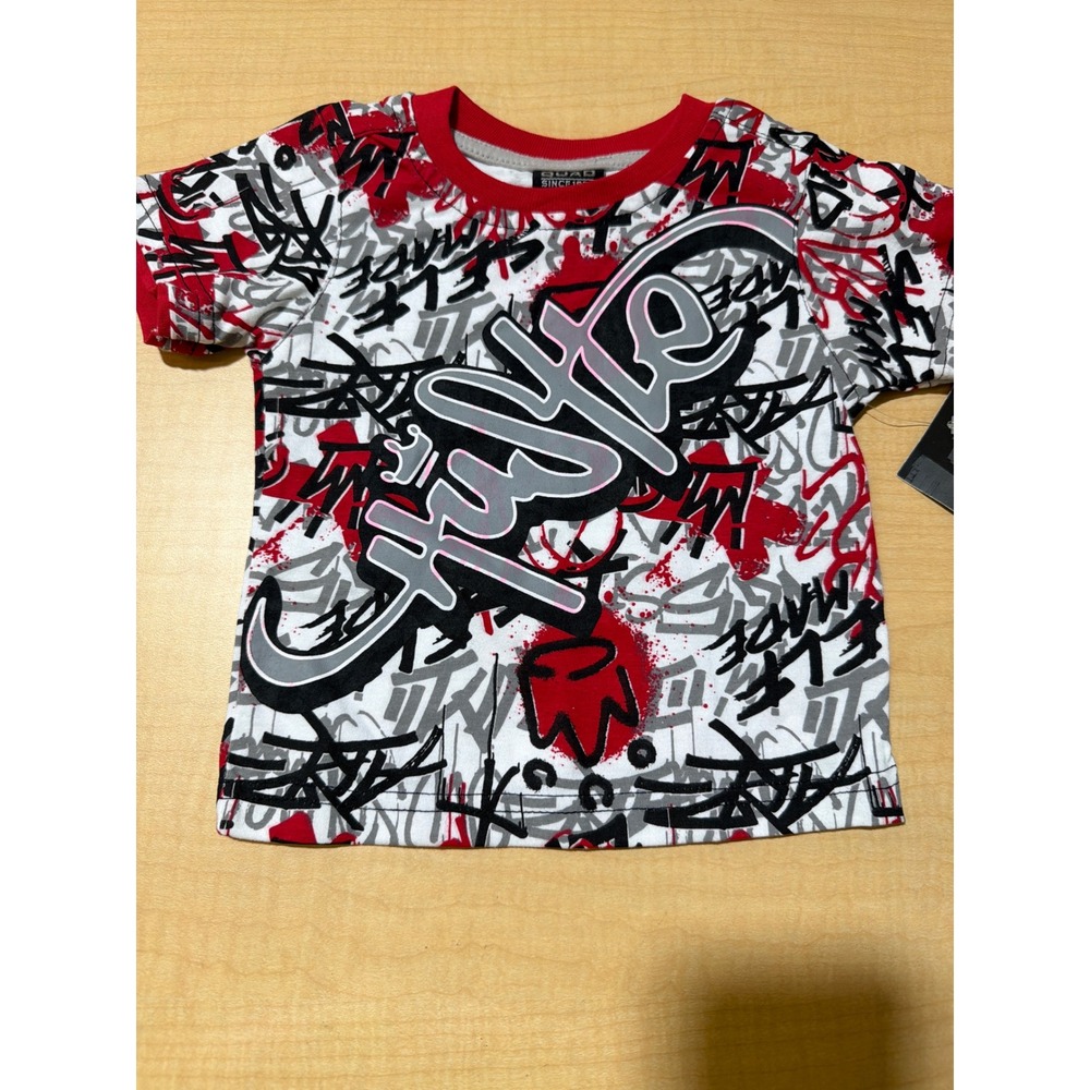 Quad Seven Toddler Boys Hustle Graffiti T-Shirt Red Black White 12M NWT